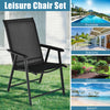 Set of 2 Folding Outdoor Dining Chairs with Ergonomic Armrests-Black