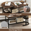 Set of 2 Nesting Coffee Table with Extra Storage Shelf-Coffee