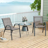 Set of 2 Patio Stackable Metal Dining Chairs with Armrests-Grey