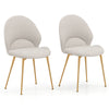 Set of 2 Upholstered Accent Chairs with Curved Backrest Adjustable Foot Pads-Grey