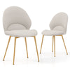 Set of 2 Upholstered Accent Chairs with Curved Backrest Adjustable Foot Pads-Grey