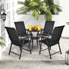 Set of 4 Folding Chairs in Fabric and Metal Garden Chairs-Black