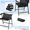 Set of 4 Folding Chairs in Fabric and Metal Garden Chairs-Black
