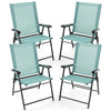 Set of 4 Folding Garden Chairs with Armrests for Yard Lawn Poolside-Green
