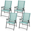 Set of 4 Folding Garden Chairs with Armrests for Yard Lawn Poolside-Green
