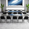 Set of 5 Stackable Reception Guest Chairs with Waterfall Seat and Metal Frame-Black