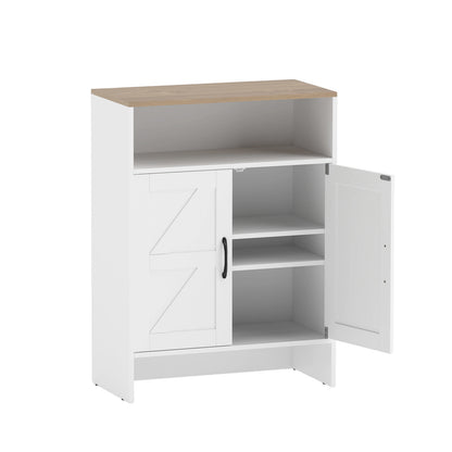 Shoe Cabinet with 2 Barn Doors and Adjustable Shelves for Entryway-White