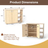 3-Tier Shoe Cabinet with Doors and Adjustable Open Shelves-Natural