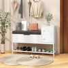 Shoe Entryway Bench with Flip Top Box and 2 Door Cabinets-White