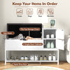 Shoe Entryway Bench with Flip Top Box and 2 Door Cabinets-White