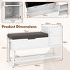 Shoe Entryway Bench with Flip Top Box and 2 Door Cabinets-White