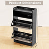 Shoe Storage Cabinet with 2 Flip Drawers and Open Storage-Black