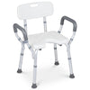 Shower Chair Height Adjustable with Backrest and Padded Armrests-Silver