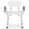 Shower Chair Height Adjustable with Backrest and Padded Armrests-Silver