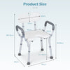 Shower Chair Height Adjustable with Backrest and Padded Armrests-Silver