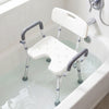 Shower Chair Height Adjustable with Backrest and Padded Armrests-Silver