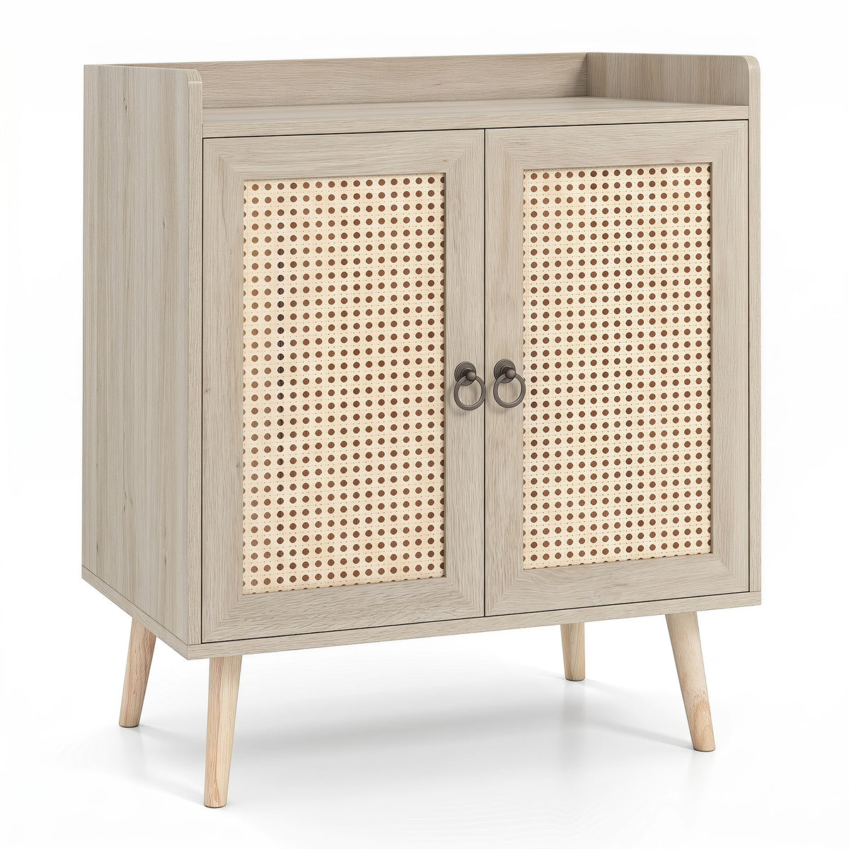Sideboard Buffet Cabinet with 2 Doors Adjustable Shelf and Pine Wood Legs-Natrual