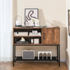 Sideboard Buffet Cabinet with Wine Racks and Storage Shelves-Rustic Brown
