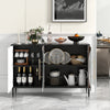 Sideboard Cabinet with Tempered Glass Door-Black & White