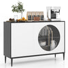 Sideboard Cabinet with Tempered Glass Door-Black & White