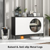 Sideboard Cabinet with Tempered Glass Door-Black & White