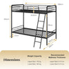 Single Bunk Bed with Ladder and Full-length Guardrails for Teens Adults-Black-Single Size