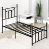 Single/Double/King Size Metal Bed Frame with Headboard-Black-Single Size