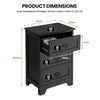 3-Tier Vintage Nightstand with Exquisite Metal Handles-Black