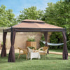 Outsunny 3 x 4m Garden Gazebo, Double Roof Marquee Canopy Shelter with Sidewalls, Solid Steel Frame for Garden, Lawn, Backyard and Deck
