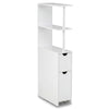 Slim Bathroom Storage Cabinet Small Corner Floor Cabinet with Open Shelves-White