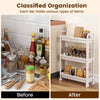 Slim Rolling Storage Cart 3-Tier Bathroom Organizer with Handles and Wheels-White
