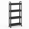 Slim Rolling Storage Cart 4-Tier Bathroom Organizer with Handles-Black
