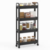 Slim Rolling Storage Cart 4-Tier Bathroom Organizer with Handles-Black