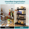 Slim Rolling Storage Cart 4-Tier Bathroom Organizer with Handles-Black