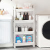 Slim Rolling Storage Cart 4-Tier Bathroom Organizer with Handles-White