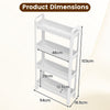 Slim Rolling Storage Cart 4-Tier Bathroom Organizer with Handles-White