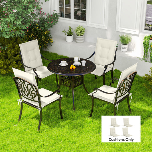 Outsunny Set of Four Padded Garden Seat Cushions in White