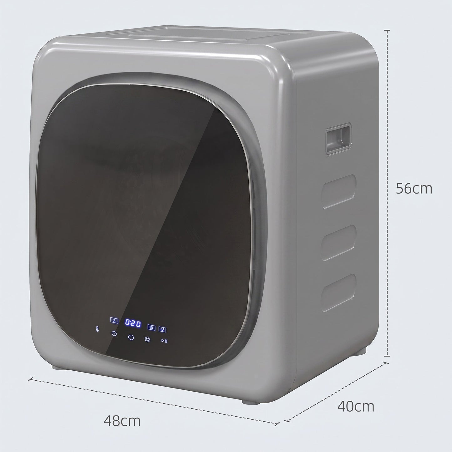 HOMCOM 2.5kg Vented Tumble Dryer with Smart Mode, 800W Compact Tumble Dryer with Stainless Steel Tub, Silver Tone