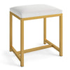 Small Makeup Chair with Soft Padded Cushion and Golden Metal Legs-White & Golden