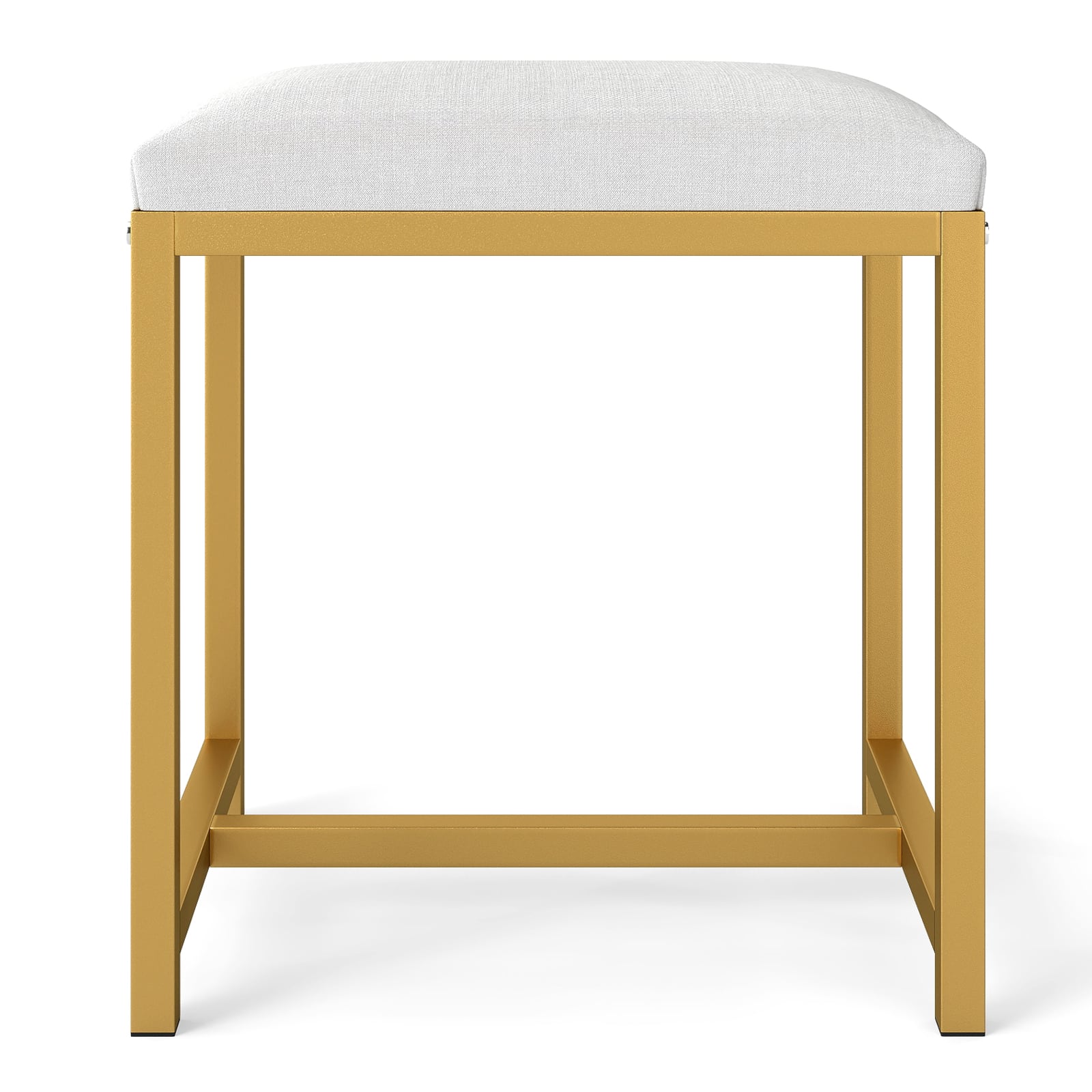 Small Makeup Chair with Soft Padded Cushion and Golden Metal Legs-White & Golden