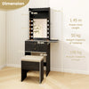 Small Makeup Vanity Desk with Mirror and Lights with Charging Station-Black