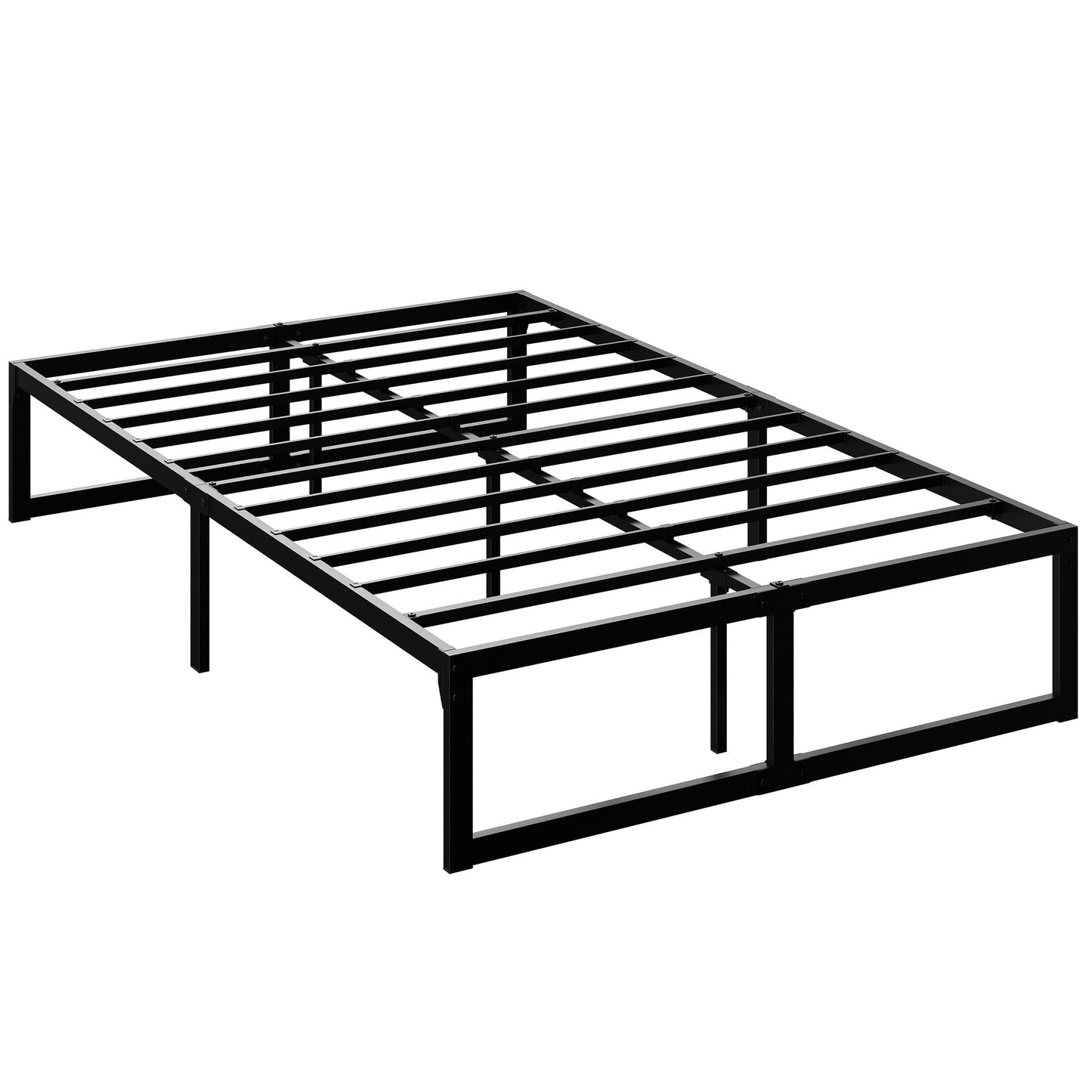 HOMCOM 4ft Small Double Bed Frame with Underbed Storage and Steel Slat Support, 32.5 cm Height, Noise-Free, Black