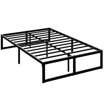 HOMCOM 4ft Small Double Bed Frame with Underbed Storage and Steel Slat Support, 32.5 cm Height, Noise-Free, Black