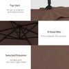 Outsunny 3m Square Canopy Cantilever Parasol, with Cross Base - Brown