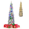 Snow-Flocked Slim Pencil Christmas Tree with 11 Lighting Modes-5FT