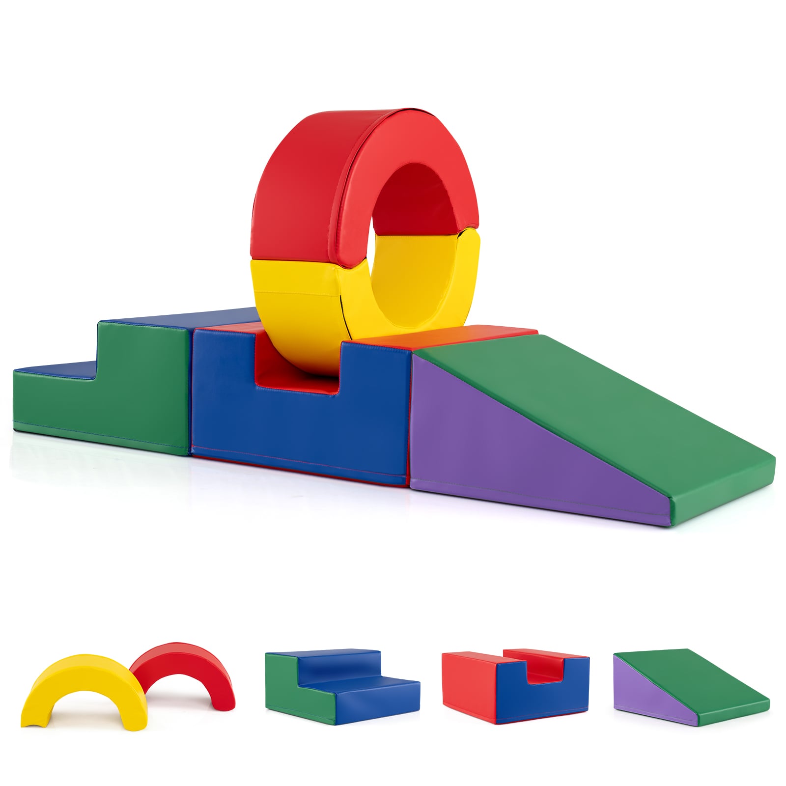 5 Pieces Soft Play Climb and Crawl Playset for 12 Month+ Toddlers-Colourful