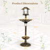 Antique Lighted Birdbath and Feeder Combo with 2 Solar-powered Lamps-Antique