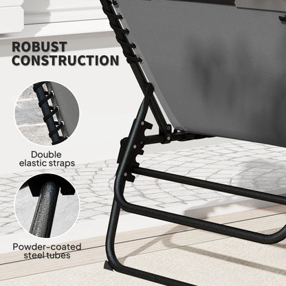 Outsunny Set of Two Reclining Sun Loungers - Charcoal Grey