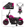 HOMCOM 6v Electric Motorbike with Training Wheels, One-Button Start - Pink