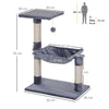 PawHut Cat Scratch Post with Bed Cat Tree for Indoor Cats Sisal Scratching Posts Hammock Kitty Activity Centre Grey